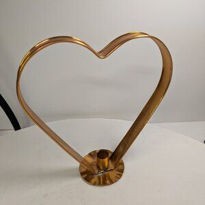 Large Copper Heart Candle Holder - Vintage 1980s Country Decor